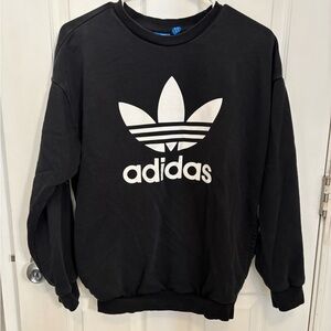Adidas Crewneck Loose Relaxed Black White Womens Sweatshirt Size S